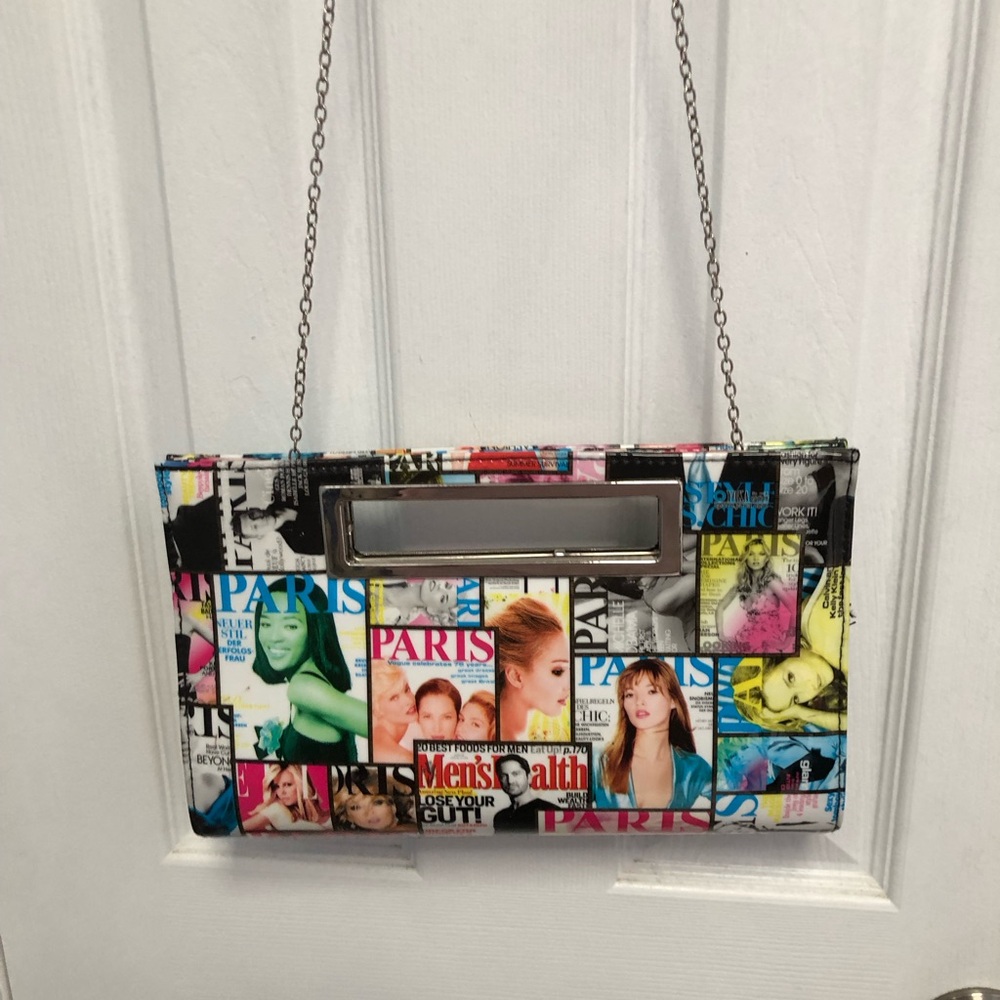 Fashion Magazine Cover Collage Chain Clutch - Multicolor - Picture 5 of 16